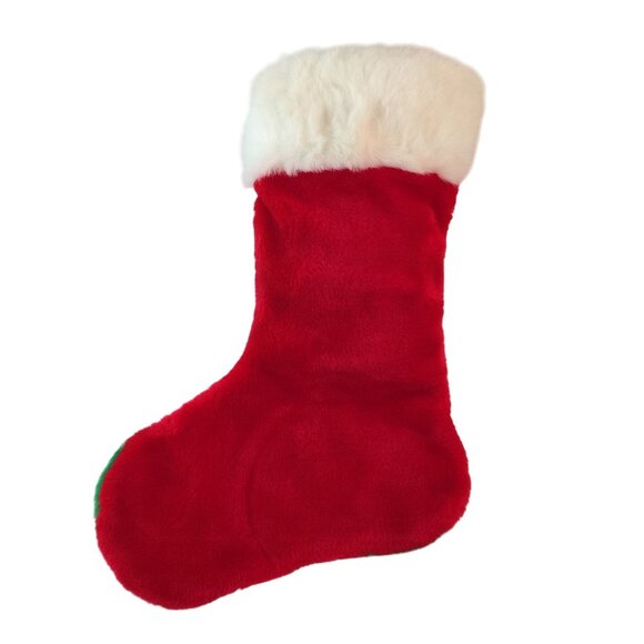 Vintage Prima Creations Penquin Plush Christmas Stocking 3D Green Red - Picture 3 of 5